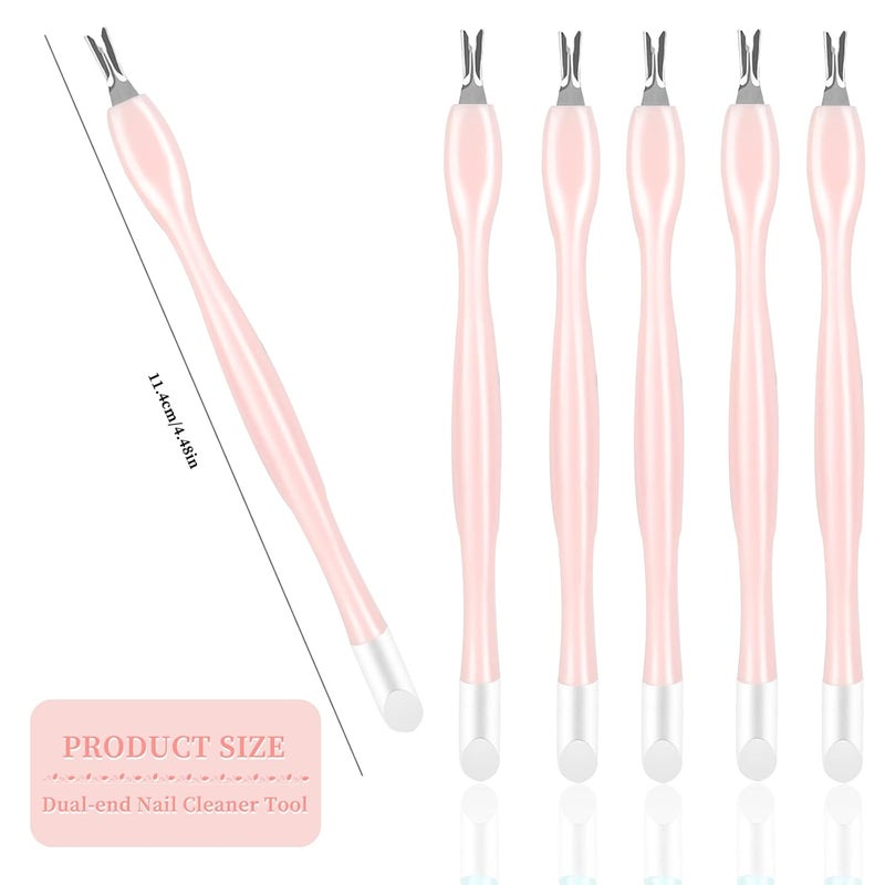 heemeei 50Pcs Nail Cuticle Trimmer Rubber Nail Cleaner, Plastic Handle Cuticle Knife, Double End Nail Dead Skin Fork Cuticle Pusher Bulk Nail Art Cuticle Remover Tools for Girls Women and Men-Peach…… - Image 2